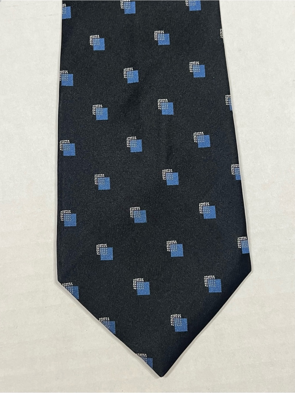 Calvin Klein Black Tie with Blue Square Motif